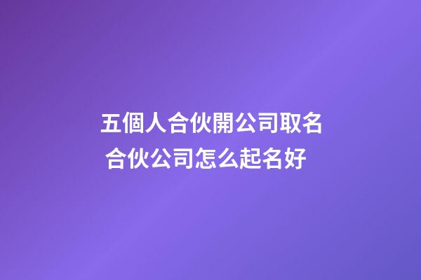 五個人合伙開公司取名 合伙公司怎么起名好-第1張-公司起名-玄機派